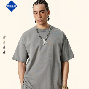 2025 verano americano Vintage High Street suelta de manga corta Batik impreso Camiseta de punto tela estilo antiguo estilo lavado para hombres - Product Image 1