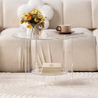 Table basse moderne en acrylique transparent avec rangement pour salon et petit appartement