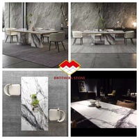 Table de salle à manger en marbre blanc extensible, personnalisé, New York, Milas lilas, lilas, Table basse en marbre blanc