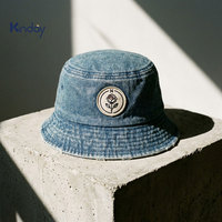 Cappello da sole estivo floreale rotondo con strass, effetto invecchiato, pieghevole, da viaggio, da donna, retrò, morbido, traspirante, in cotone, per esterni, in denim