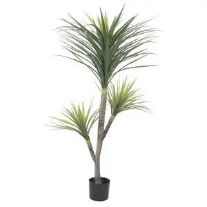 Plante yucca artificielle en pot avec 3 têtes, 1 pièce, vente directe d'usine, grande décoration de jardin, sapin dracaena