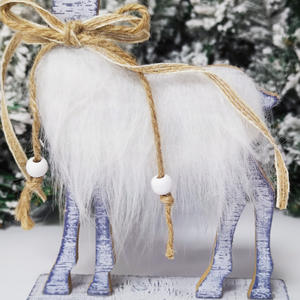 Décorations de Noël : Ornement de Noël en bois et peluche en forme d'élisar, pour arbre de Noël, comptoir de bureau et fenêtre - Product Image 4