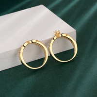 Ensemble de bagues élégantes pour femmes, bijoux de haute qualité, zircon, deux pièces, bagues tendance en pierres précieuses, plaqué or, laiton, bague de mariage