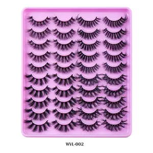 Wholesale New Large tray Eyelashes 20 Pairs Fluffy 3D Fake Eyelashes Natural Lashes Bulk Mink Eyelash Extension