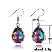 Belle goutte d'eau pierres précieuses cristal clair boucles d'oreilles filles femmes délicat argent coloré Zircon boucles d'oreilles goutte