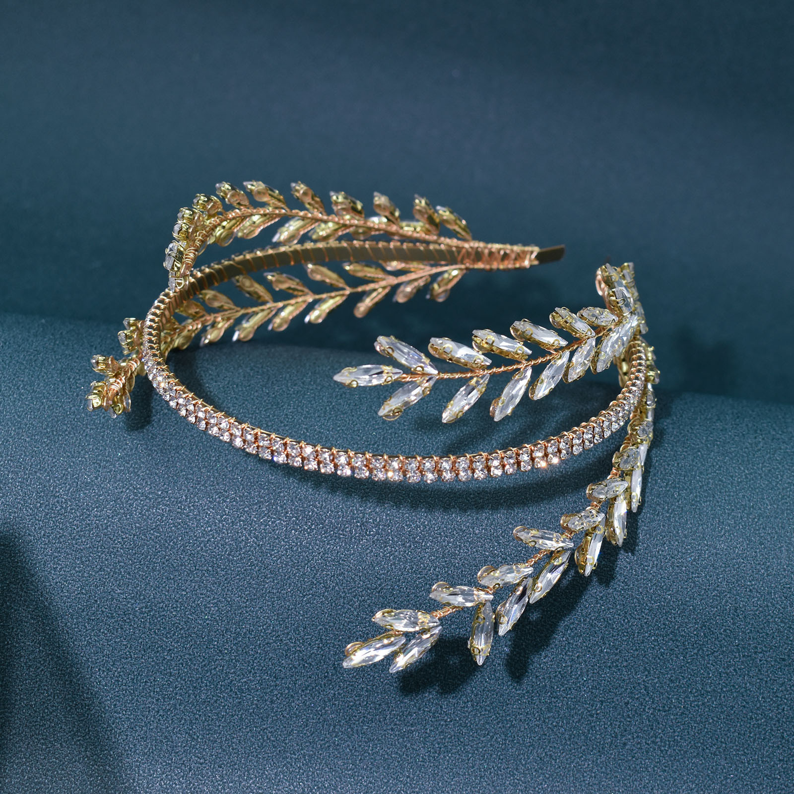 Wedding Hair Band Colorful Crystal Leaf Headpiece Rhinestones Bridal Accessory The Perfect Headband for Weddings: How This Rhinestone Leaf  main image 2