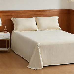 Juego <span class=keywords><strong>de</strong></span> Ropa <span class=keywords><strong>de</strong></span> Cama <span class=keywords><strong>de</strong></span> Algodón y Poliéster <span class=keywords><strong>de</strong></span> Calidad Hotelera al por Mayor, 250 Hilos, Blanco, 4 Piezas, Sábana Plana - Product Image 1