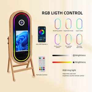 2025 nóng bán gỗ ma thuật gương Photo Booth với màn hình cảm ứng máy ảnh và máy in đứng selfie hình bầu dục gương photobooth máy - Product Image 4