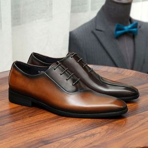 Luxurious Men's Leather <b>Shoes</b> Autumn <b>Height</b> <b>Increasing</b> Waterproof Breathable Anti-Slip Wedding Party Office Use Oxford Lace-Up - Product Image 1