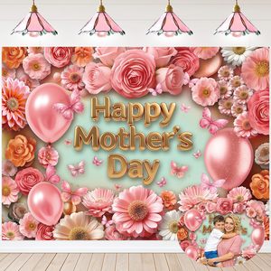 Toile de fond pour la fête des mères, fleurs roses, je t'aime maman, fond photographique, bannière de fête, décoration de photomaton personnalisable - Product Image 6