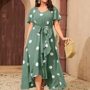 2024 Women Summer Wholesale China New Arrival Plus Size Dot Print Summer Dresses