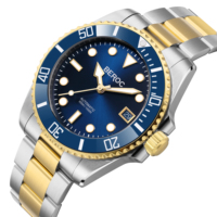 Montre automatique pour homme avec lunette en céramique bicolore, fabrication OEM personnalisée, étanche 300 m, montre de plongée, montre mécanique automatique