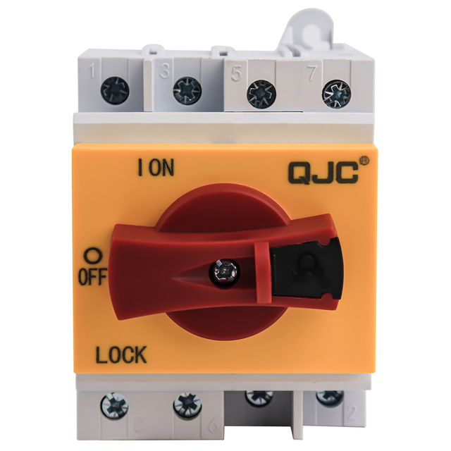 QJC 4P DC Isolator Switch 1200V 32A 40A Rotary Disconnect Switch Lockable DIN Rail for Solar PV System