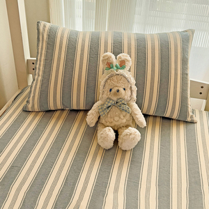 Student Dormitory 100% Cotton Striped Printed <strong>Fitted</strong> Bed <strong>Sheet</strong> king Queen Size 360&deg; Full Wrap Comfortable Mattress Protector - Product Image 6