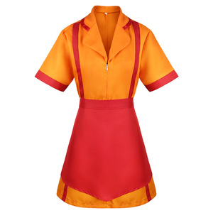 Disfraz de Cosplay de 2 Broke Girls para Mujer, Vestido Rojo Anaranjado con Delantal, Uniforme, Tallas XS, S, M, L, XL, XXL, XXXL, Primavera 2023, Juego de Roles de Anime - Product Image 5