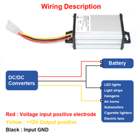 Convertidor de Voltaje CC a CC, Reductor de 36V 48V 60V 72V a 12V 10A, Adaptador Transformador para Bicicleta Eléctrica y Motocicleta Eléctrica