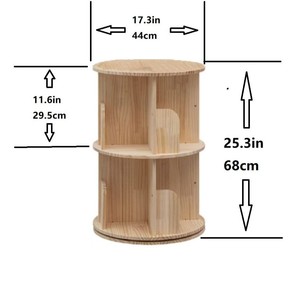 Estantería giratoria minimalista moderna de madera maciza, 3 niveles, 25,3 pulgadas de alto, color natural, estante de almacenamiento multiusos para sala de estar y dormitorio - Product Image 1