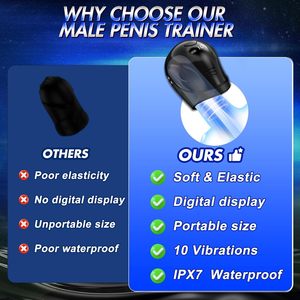 เครื่องเทรนเนอร์ระบบสั่นแบบดิจิตอล LED สำหรับผู้ชาย10ระดับ3ความเร็ว7ความถี่ในการทำความร้อนด้วยแม่เหล็ก USB - Product Image 3