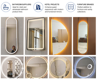 Miroir LED pleine longueur avec éclairage pour chambre à coucher, dressing, mural, sans cadre, rétroéclairé, interrupteur tactile, intensité réglable, vente en gros