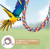 Jouets à mâcher pour oiseaux en spirale de coton coloré, durables, avec perchoir et fonction d'escalade, accessoires de cage, vente en gros d'usine