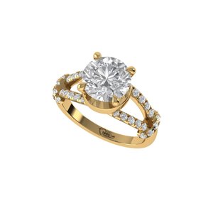 Bague tendance en diamant de laboratoire taille ronde, en argent 925 et or 9, 14 ou 18 carats, pour femme, idéale comme bague de fiançailles - Product Image 1