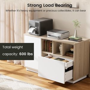 39-Zoll Moren Büro-Seitenkommode mit 2 Schubladen, Dieser Multifunktions-Druckerbuffet Bietet Reichlich Stauraum - Product Image 3