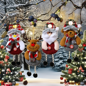Handmade Fabric Santa Claus Snowman Deer Plush Doll Christmas Pendant Popular Hanging Decor <b>Xmas</b> Tree Elderly Gift Wholesale - Product Image 2