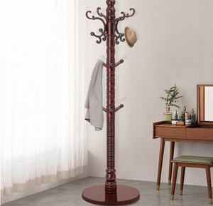 Rắn gỗ bạch dương tự nhiên 14-móc áo giá cổ điển freestanding cây áo đứng mạnh mẽ tam giác cơ sở cho phòng tắm sử dụng lối vào - Product Image 1