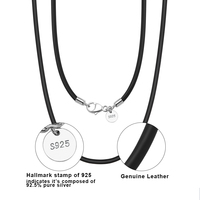 Collier en Cordon de Cuir Italien Authentique RINNTIN SC62 de 2 mm ou 3 mm, Noir ou Marron, pour Hommes et Femmes, avec Fermoir en Argent Sterling 925