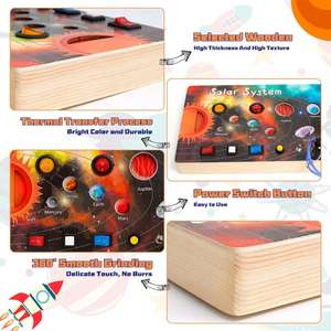 Hot Selling Wooden Toy New Sensory Toys <b>Solar</b> <b>System</b> Busy Board with LED <b>Light</b> Switches - Product Image 4
