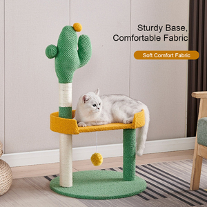 Albero per Gatti a Forma di Cactus di Tendenza con Letto a Capsula Spaziale Trasparente, Tiragraffi in Sisal e Cuccia Multilivello per Gatti di Taglia Grande - Product Image 5