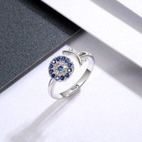 925 Sterling Silver Turkish Evil Eye Rings pour femmes Cubic Zirconia Evil Eye Signet Ring