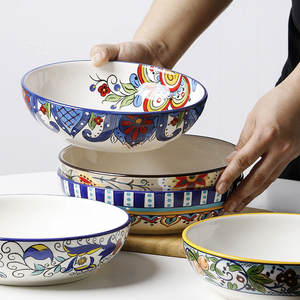 Piatto Fondo in Ceramica Personalizzabile da 8 Pollici, Stile Americano con Motivo Vegetale Ecologico, per Riunioni Familiari, Matrimoni e Feste - Product Image 5