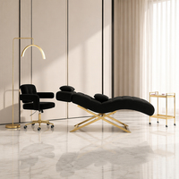 Table de massage incurvée réglable noire de luxe pour extensions de cils, salon de beauté et spa