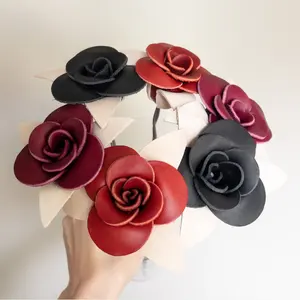 Moda Handmade PU Leather Rose Wedding Anniversary Gift Bela Artificial Rose Flower para Party Wedding