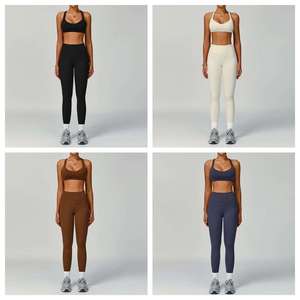 Set Yoga <span class=keywords><strong>Sostenibile</strong></span> JY 2 Pezzi in Tessuto Riciclato, Reggiseno Sportivo Racerback Traspirante per <span class=keywords><strong>Donna</strong></span>, <span class=keywords><strong>Abbigliamento</strong></span> Fitness e Palestra - Product Image 3