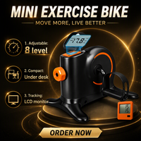 Mini vélo d'exercice sous le bureau avec écran LCD, résistance réglable, portable, pour les bras et les jambes