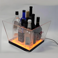 LED Rechargeable Acrylique Conteneur Seau Nightclub Bar Lumineux Raisin Rouge Vin Whisky Vodka Acrylique LED Bière Affichage