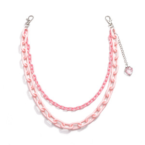 Pink Double Layer Acrylic <b>Waist</b> <b>Chain</b> Heart Strawberry Pendant Women's Fashion Body <b>Chain</b> Daily Wear Detachable Accessory - Product Image 5