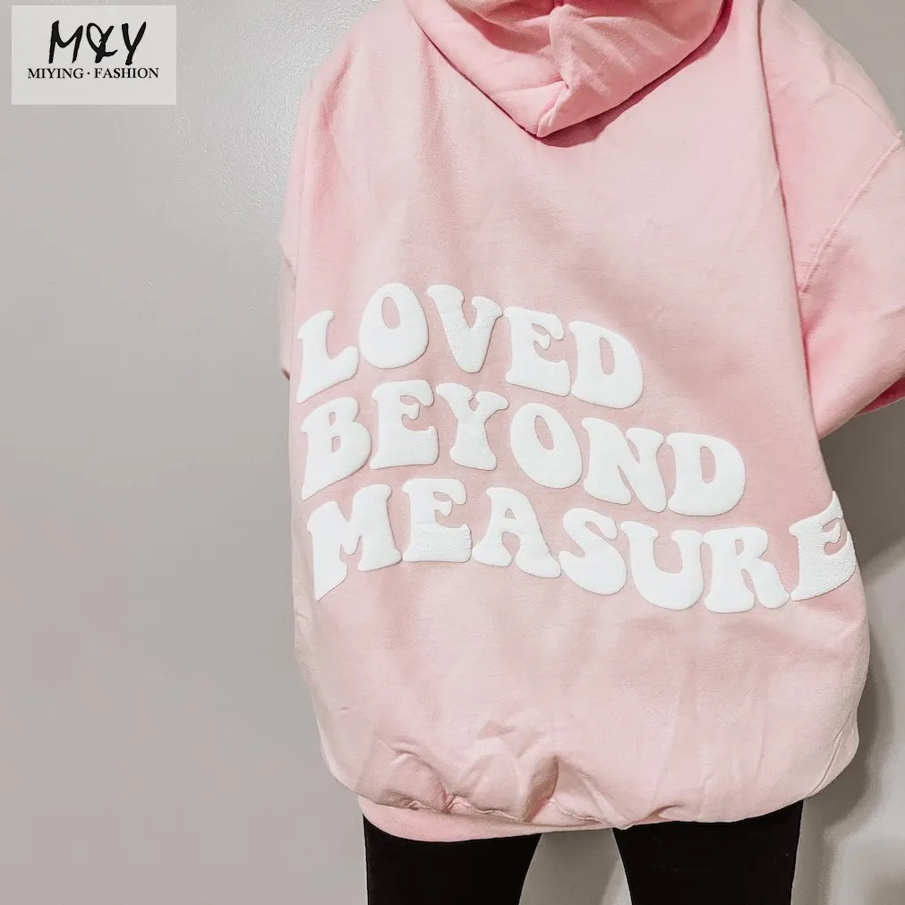 Großhandel benutzer definierte Frauen Kleidung Stickerei Logo 3D Puff Muster drucken lässig Pullover Sweatshirt lose Mode Jungen/Mädchen Hoodie