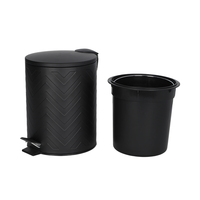 Poubelle à pédale en acier noir mat de 5 L avec couvercle, résistante aux traces de doigts, ronde, multifonctionnelle, gain de place, poubelle de salle de bain