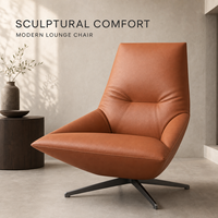 Fauteuil d'appoint moderne rembourré en cuir pleine fleur ou tissu, confortable pour salon et chambre à coucher, directement de l'usine