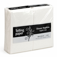 Serviettes de table blanches pliées en 1/8, 2 plis, jetables, en papier, avec sac, lot en vrac pour restaurant, hôtel, fête