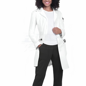 Unisex White Scrub Tops Cotton Polyester Woven Hospital Uniform Pocket Buttons Needle Detection Seamless Fusing Custom Design - Product Image 5