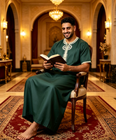 Thobe marocain brodé à rayures de l'usine CCY pour le Ramadan, Caftan traditionnel musulman, Vêtement africain en tissu brillant, Thobe Jubah