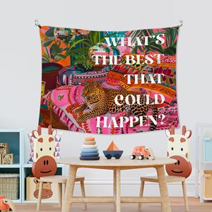 Tapiz de Pared de Poliéster con Estampado de Leopardo Tropical Rosa, Decoración de Pared Lavable a Máquina, Arte de Pared, Venta al por Mayor - Product Image 3