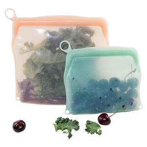 Accesorios de cocina impresos Contenedor de alimentos de silicona Bolsa de almacenamiento de alimentos Bolsas Cremallera Bolsa de congelador Reutilizable - Product Image 1