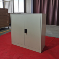 Casier métallique demi-hauteur à 2 portes battantes pour bureau, gain de place, petit meuble de bureau compact avec serrure