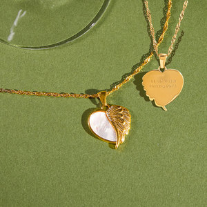 Collier pendentif mode en acier inoxydable 316 plaqué or 14k 18k, résistant à l'eau et inaltérable, motif coquille, aile, cœur <span class=keywords><strong>pour</strong></span> femme - Product Image 3