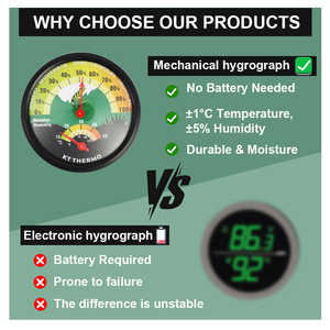 KT Thermo bò sát Nhiệt kế ẩm kế cho hồ cạn vivarium thằn lằn bể nhiệt độ độ ẩm đo - Product Image 2